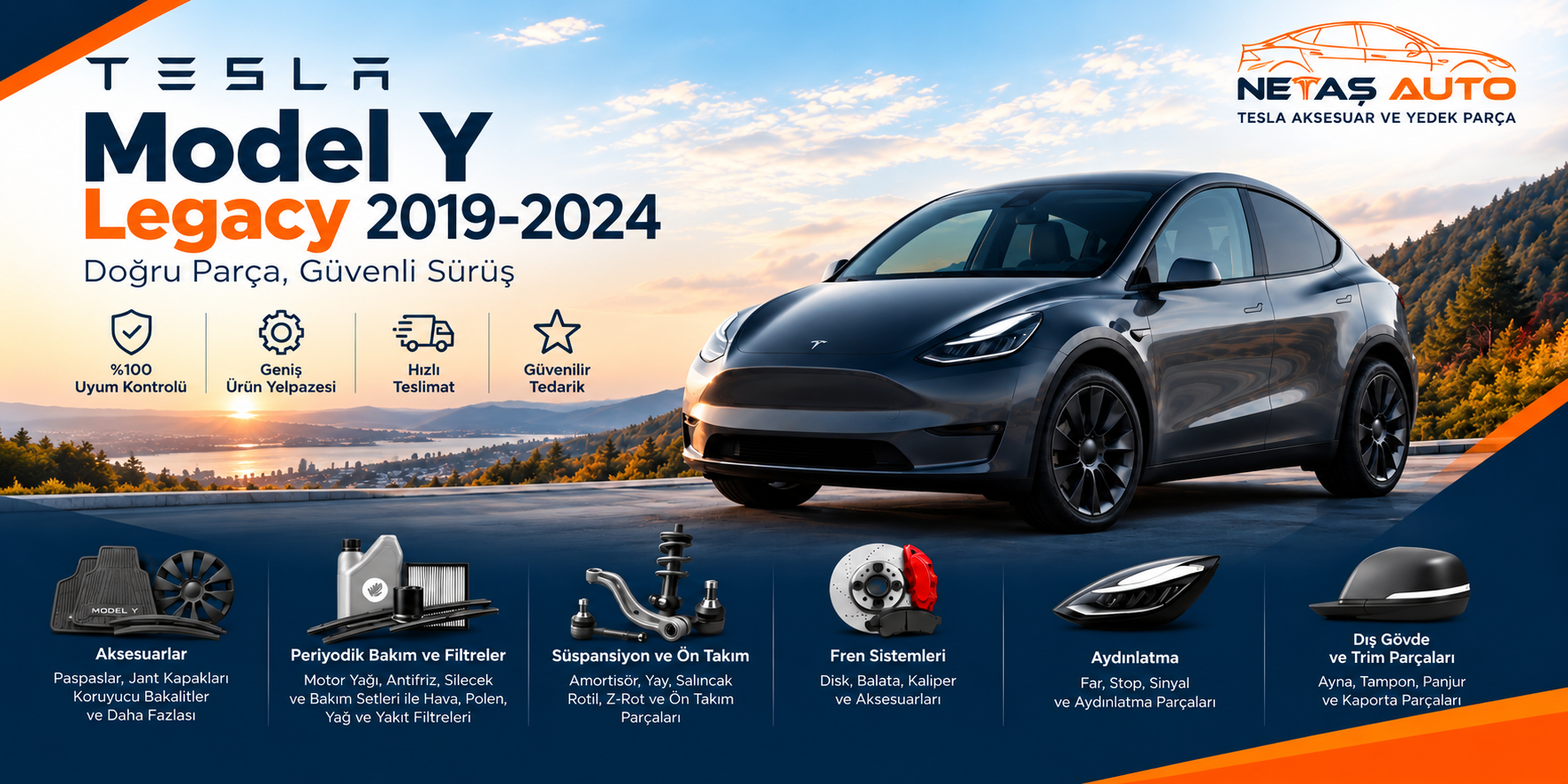 Tesla Model Y Legacy 2019-2024 Yedek Parça | Netaş Auto