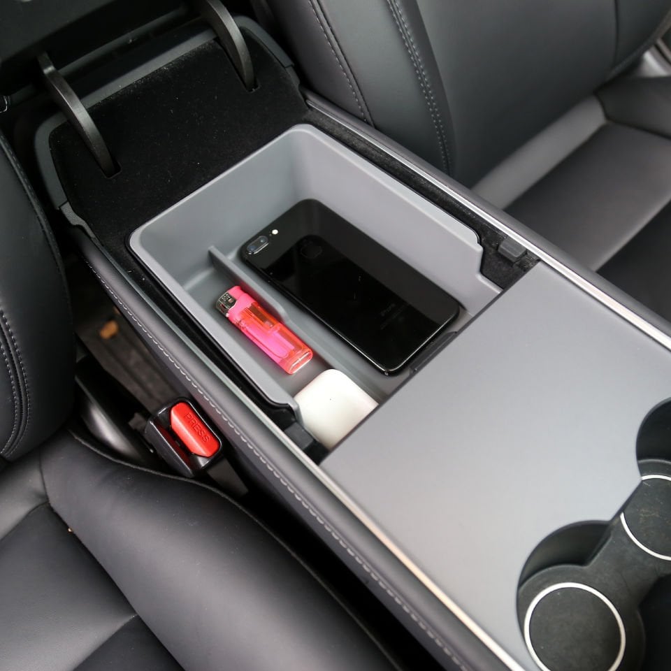 Tesla Model Y Kol Dayama Saklama Kutusu – ABS & PVC Kaymaz Organizer Tepsi