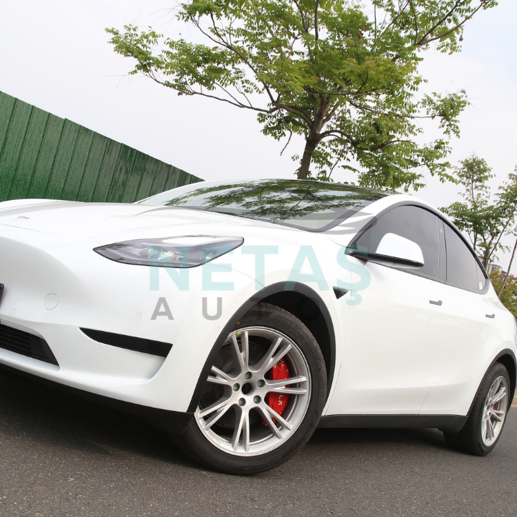 Tesla Model Y Ön Arka Fren Kaliper Kapağı Takımı – 4 Renk Seçeneği / Alüminyum, Sportif Görünüm Kırmızı