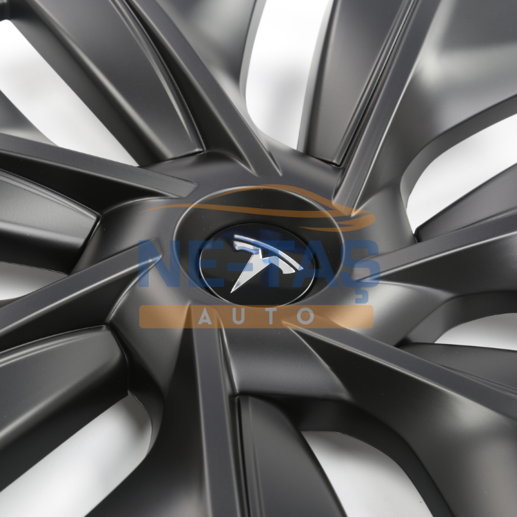 Tesla Model Y 2019-2024 Jant Kapakları Stil 7 – Mat Siyah (4,lü Set)