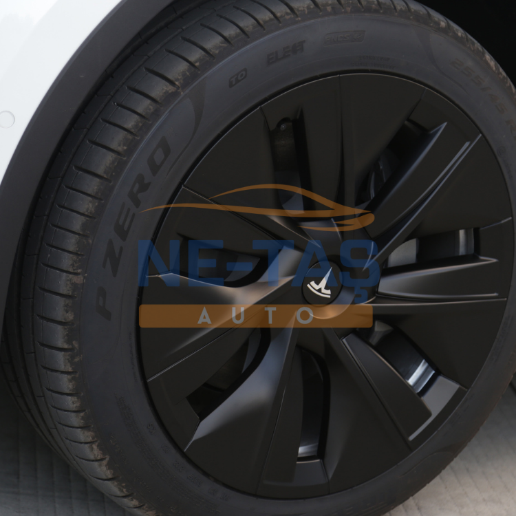 Tesla Model Y 2019-2024 Jant Kapakları Stil 7 – Mat Siyah (4,lü Set)