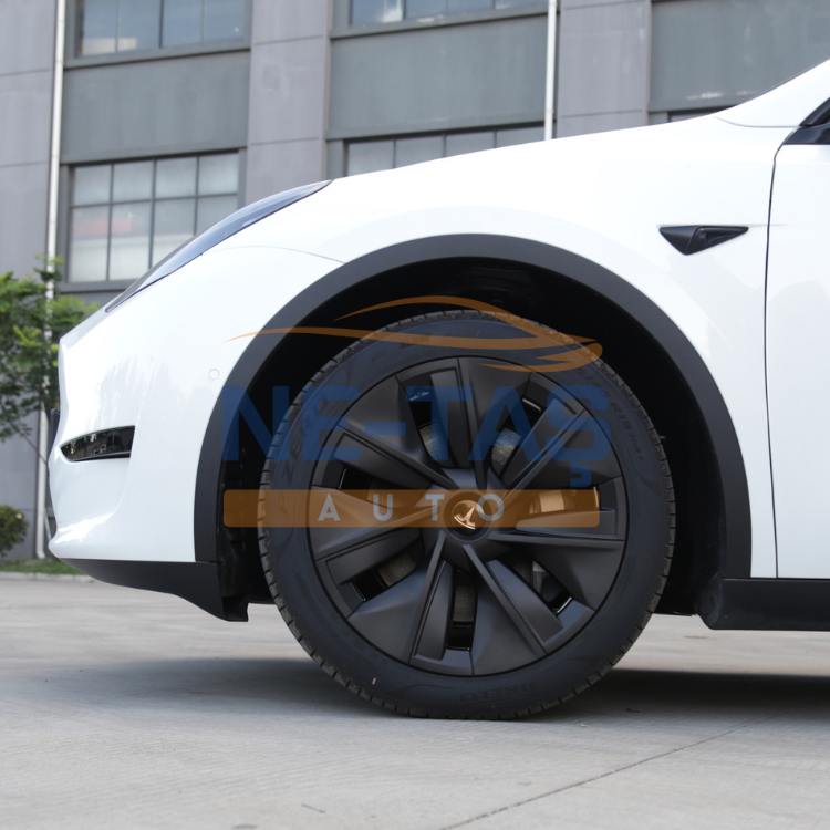 Tesla Model Y 2019-2025 Jant Kapakları Stil 7 – Mat Siyah (4,lü Set)