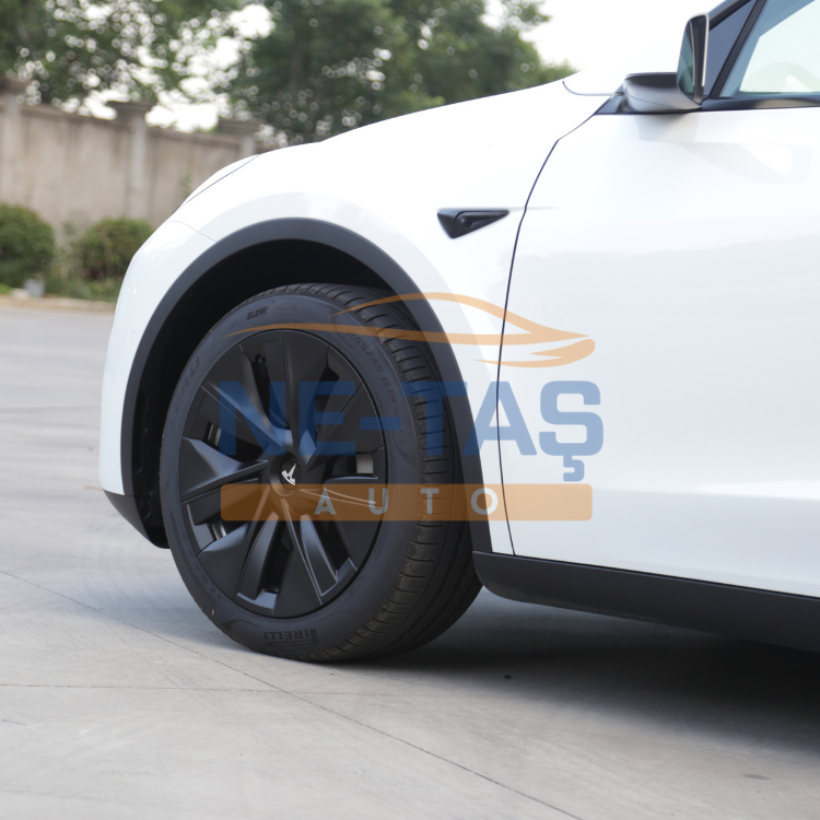Tesla Model Y 2019-2024 Jant Kapakları Stil 7 – Mat Siyah (4,lü Set)