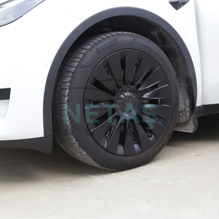 Tesla Model Y 19'' Uberturbine V2 Jant Kapakları – Mat Siyah / ABS Koruma