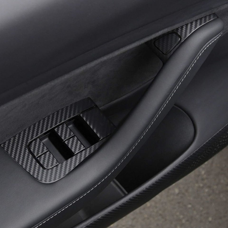 Tesla Model Y 2019-2024 // Model 3 Cam Açma Kumanda Kaplamaları Mat Karbon