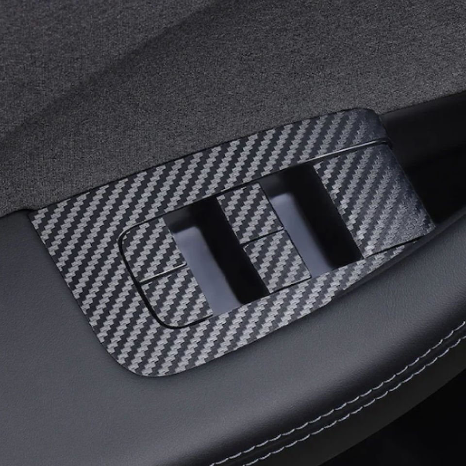 Tesla Model Y 2019-2024 // Model 3 Cam Açma Kumanda Kaplamaları Mat Karbon