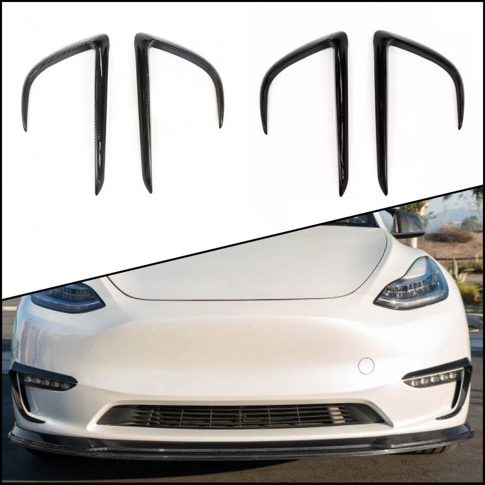 Tesla Model Y Sis Farı Kaşı Stil 1 – Parlak Siyah / Mat Karbon - ABS