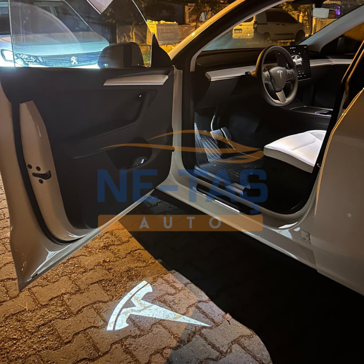 Tesla Model Y Juniper 2025- // Model Y 2019-2024 Araç Kapısı LED Projektör Işığı (Logo) 1 Kutu 2 Adet