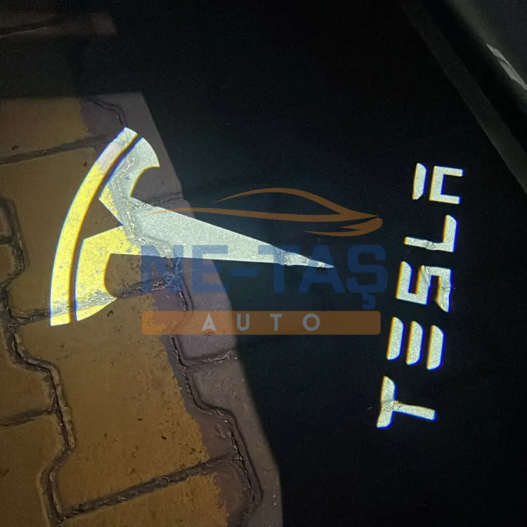 Tesla Model Y Juniper 2025- // Model Y 2019-2024 Araç Kapısı LED Projektör Işığı (Logo + Tesla) 1 Kutu 2 Adet