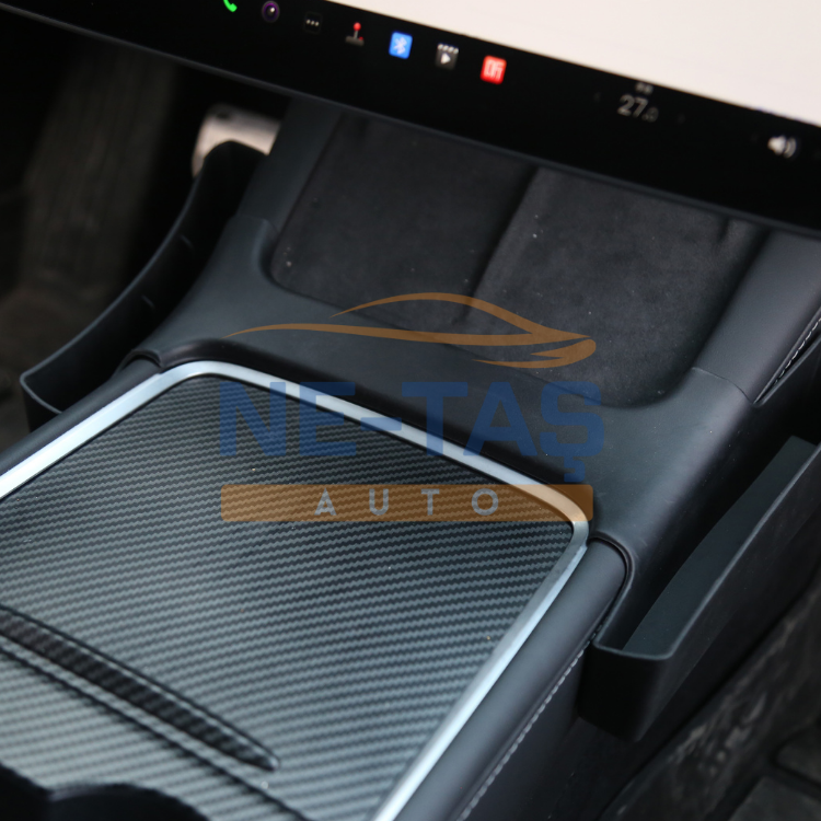 Tesla Model Y 2019-2025 Orta Konsol Yanı Ceplik ( Siyah )