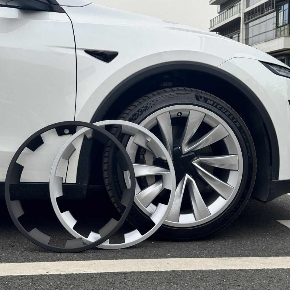 Tesla Model Y Juniper 2025 - 20 İnç Induction Jant Kenar Koruma ( Gri )