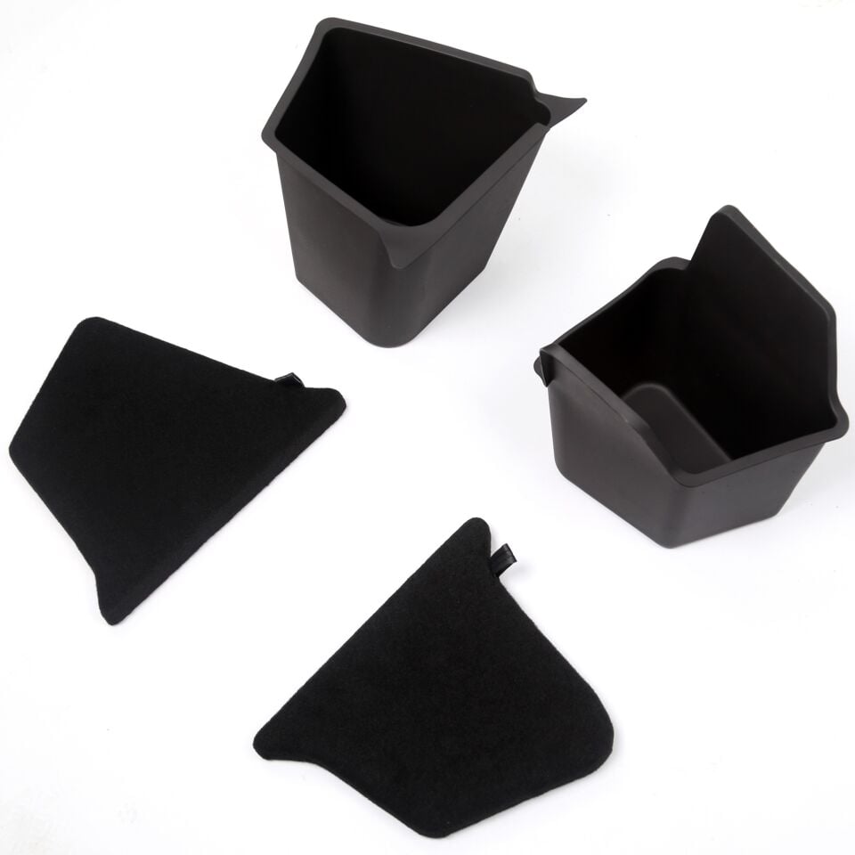 Tesla Model Y Juniper 2025 – Arka Bagaj Yan Saklama Kutuları V2 (Flock Kapaklı, 2’li Set)