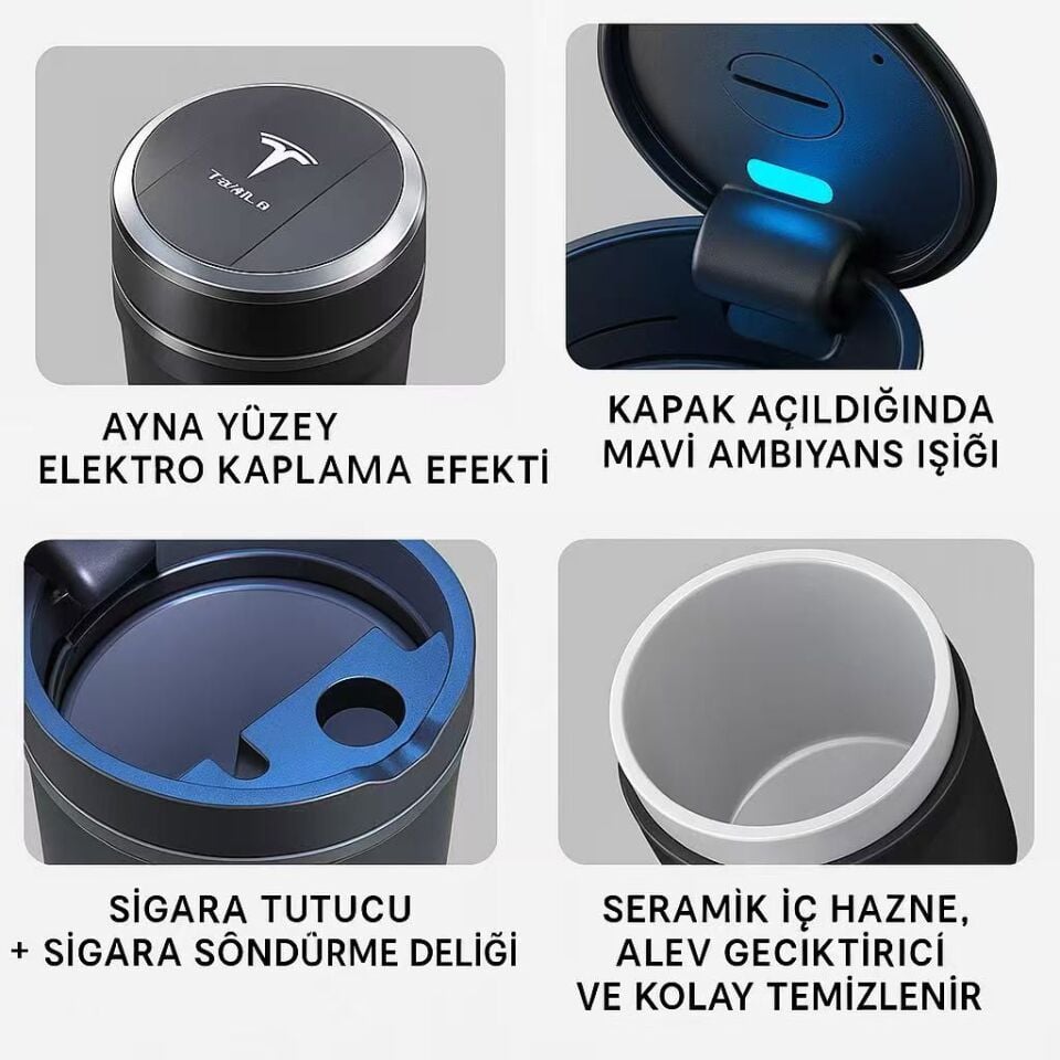 Tesla Model Y Juniper 2025 - Araç İçi Küllük Yükseklik 125 MM