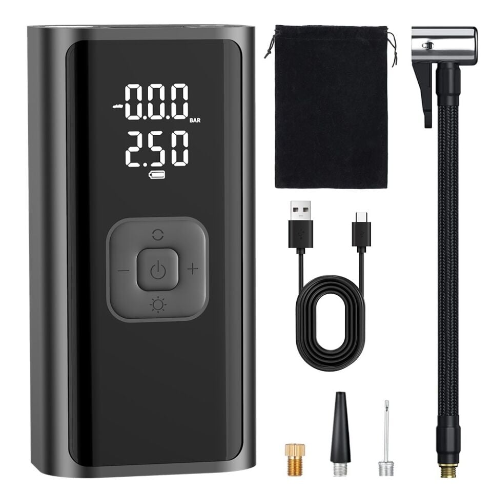 Kablosuz Akıllı Lastik Şişirme Pompası | Dijital Basınç Ölçerli | Taşınabilir Mini Kompresör