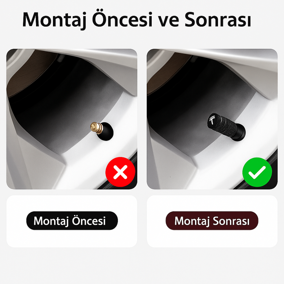 Tesla Model Y Juniper 2025 & 2019-2024 Uyumlu Alüminyum Sibop Kapak Seti (Siyah Renk 4 Adet)