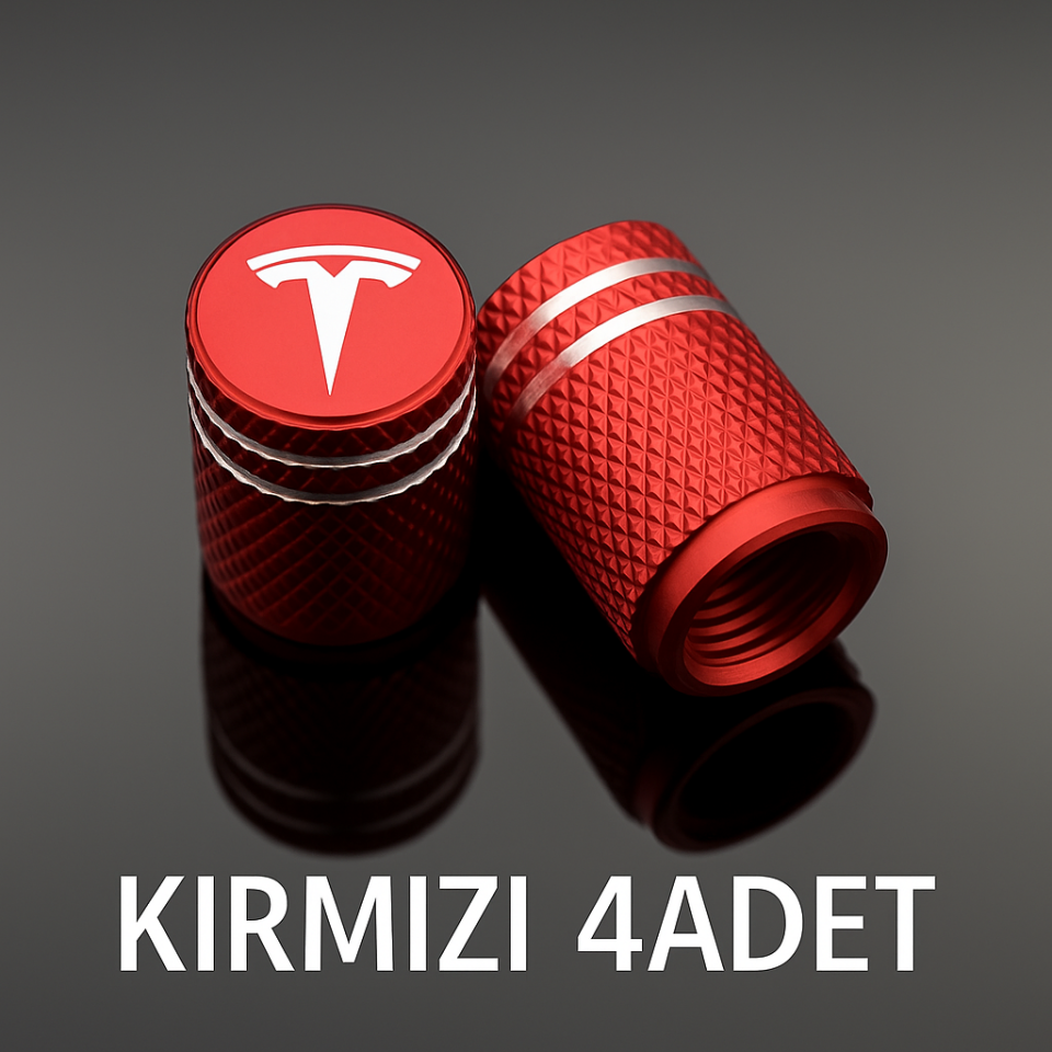 Tesla Model Y Juniper 2025 & 2019-2024 Uyumlu Alüminyum Sibop Kapak Seti (Kırmızı Renk 4 Adet)