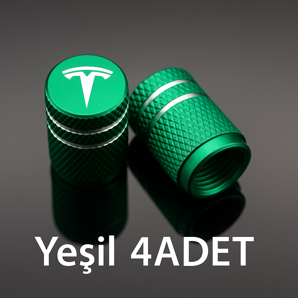 Tesla Model Y Juniper 2025 & 2019-2024 Uyumlu Alüminyum Sibop Kapak Seti (Yeşil Renk 4 Adet)