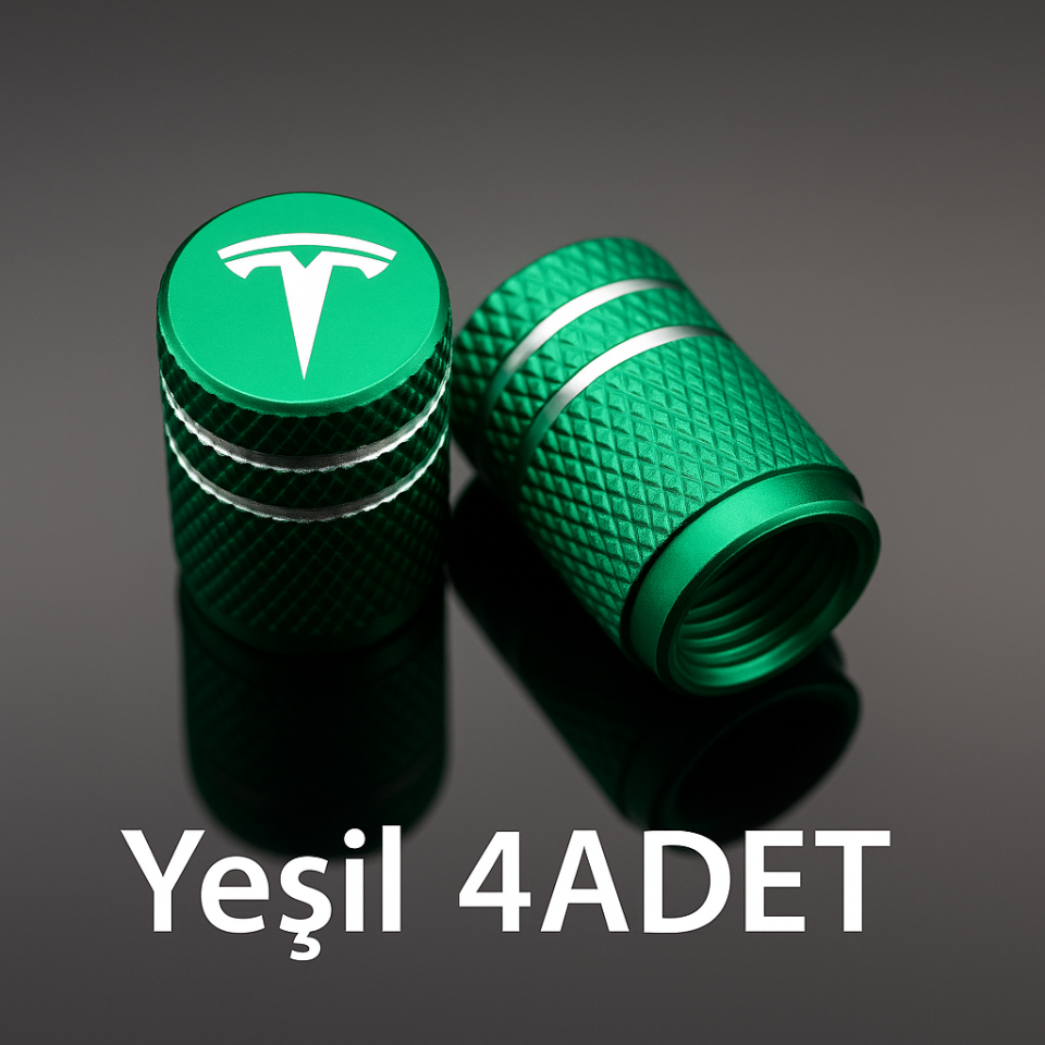 Tesla Model Y Juniper 2025 & 2019-2024 Uyumlu Alüminyum Sibop Kapak Seti (Yeşil Renk 4 Adet)