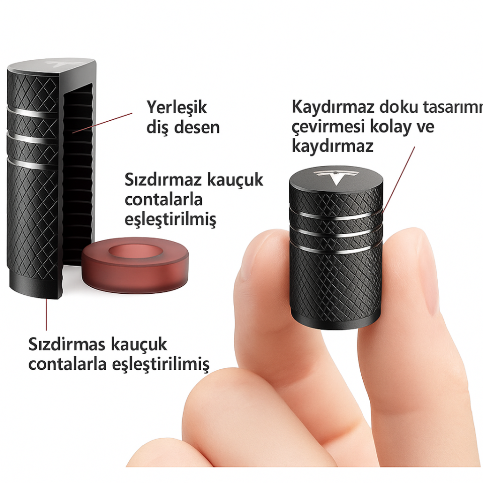 Tesla Model Y Juniper 2025 & 2019-2024 Uyumlu Alüminyum Sibop Kapak Seti (Mavi Renk 4 Adet)