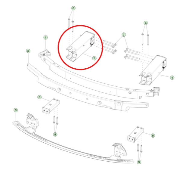 Tesla Model Y 2019 - 2024 Ön Tampon Şok Emici Sağ İthal (Yan Sanayi)