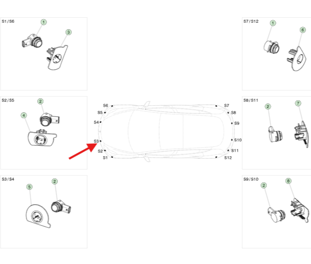 Tesla Model Y 2019-2024 Ön Tampon Park Sensör Ayağı İç Sol ( Çin Menşei )