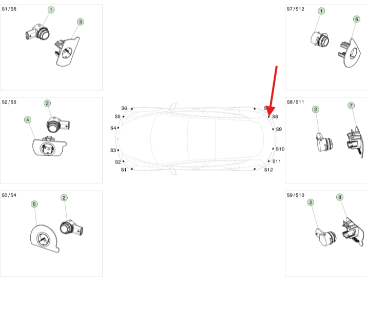 Tesla Model Y 2019-2024 Arka Tampon Park Sensör Ayağı Orta Sağ  İthal (Yan Sanayi)