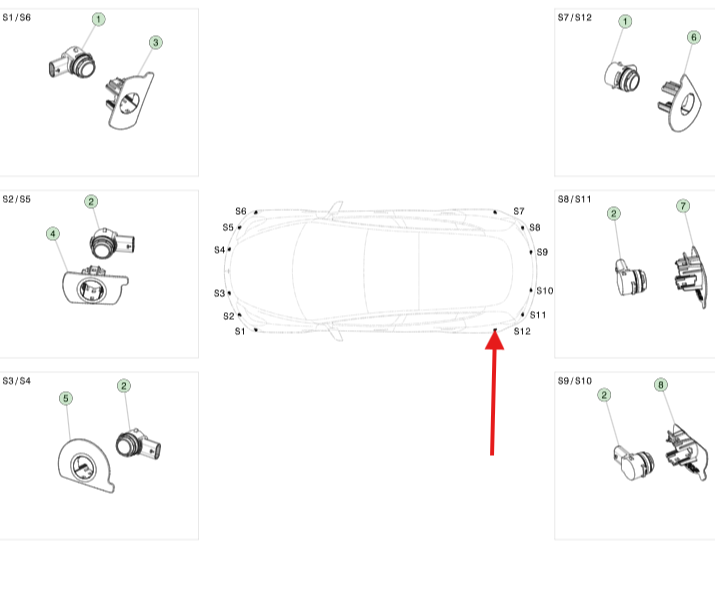 Tesla Model Y 2019-2024 Arka Tampon Park Sensör Ayağı Dış Sol  İthal (Yan Sanayi)