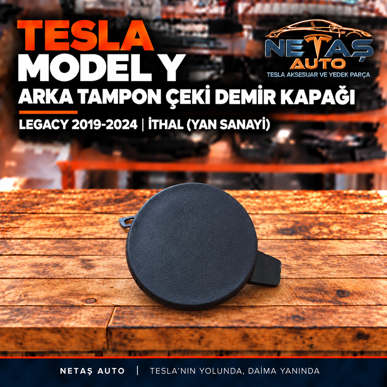 Tesla Model Y Legacy 2019-2024 Arka Tampon Çeki Demir Kapağı İthal (Yan Sanayi)