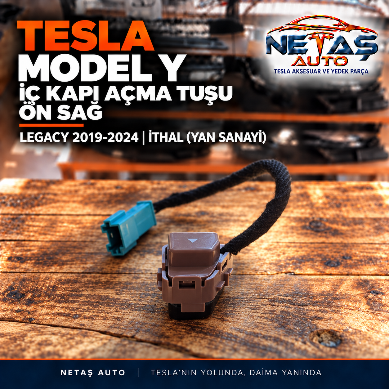 Tesla Model Y Legacy 2019-2024 İç Kapı Açma Tuşu Ön Sağ İthal (Yan Sanayi)
