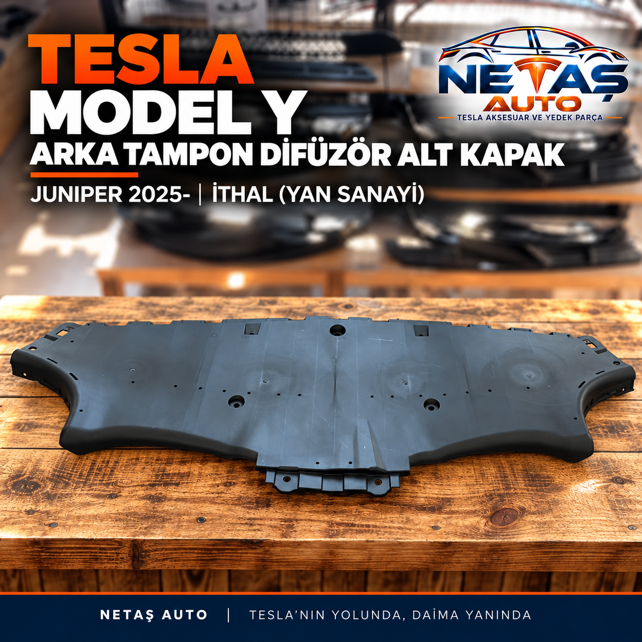 Tesla Model Y Juniper 2025- Arka Tampon Difüzör Alt Kapak İthal (Yan Sanayi)