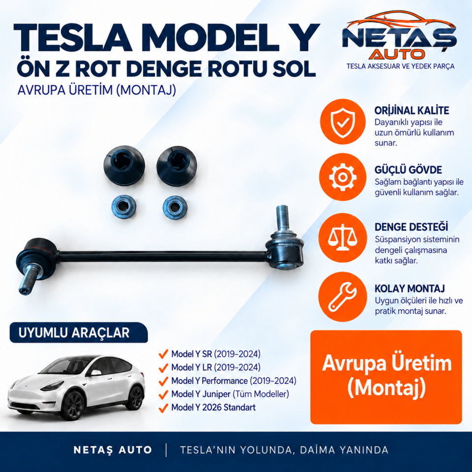 Tesla Model Y Ön Z Rot Denge Rotu Sol Avrupa Üretim