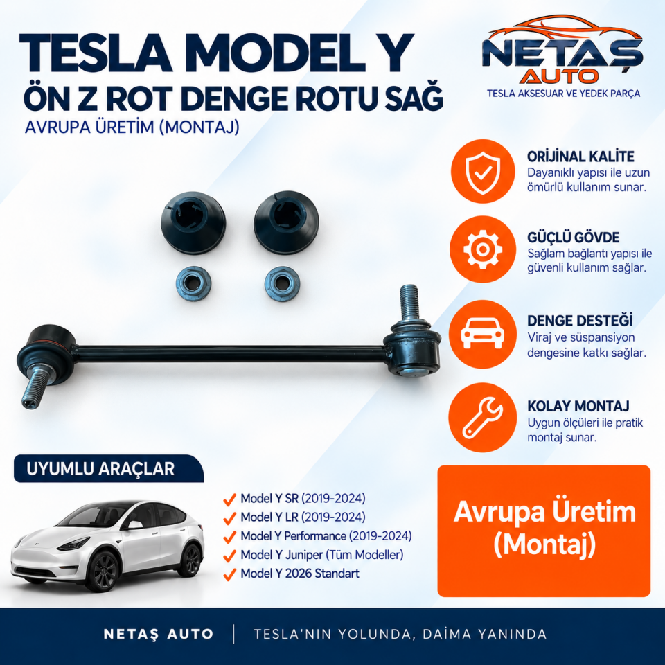 Tesla Model Y Ön Z Rot Denge Rotu Sağ Avrupa Üretim