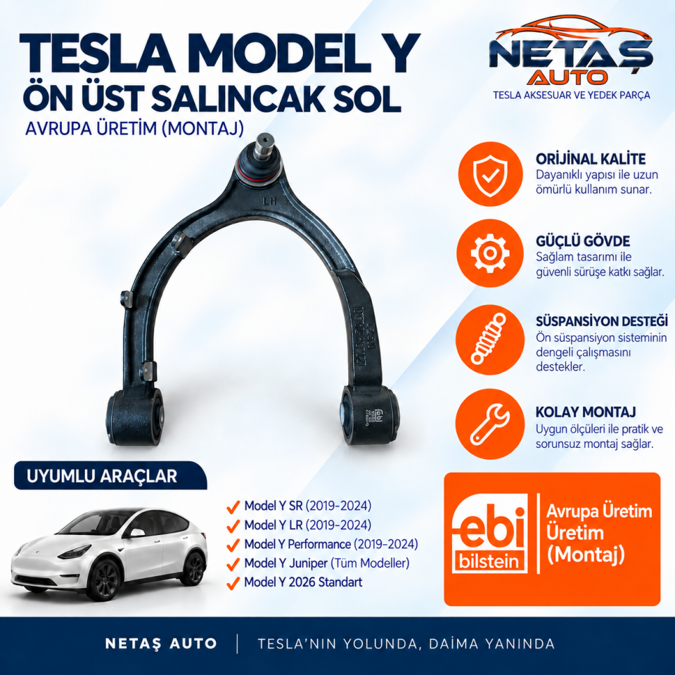 Tesla Model Y Ön Üst Salıncak Sol Avrupa Üretim