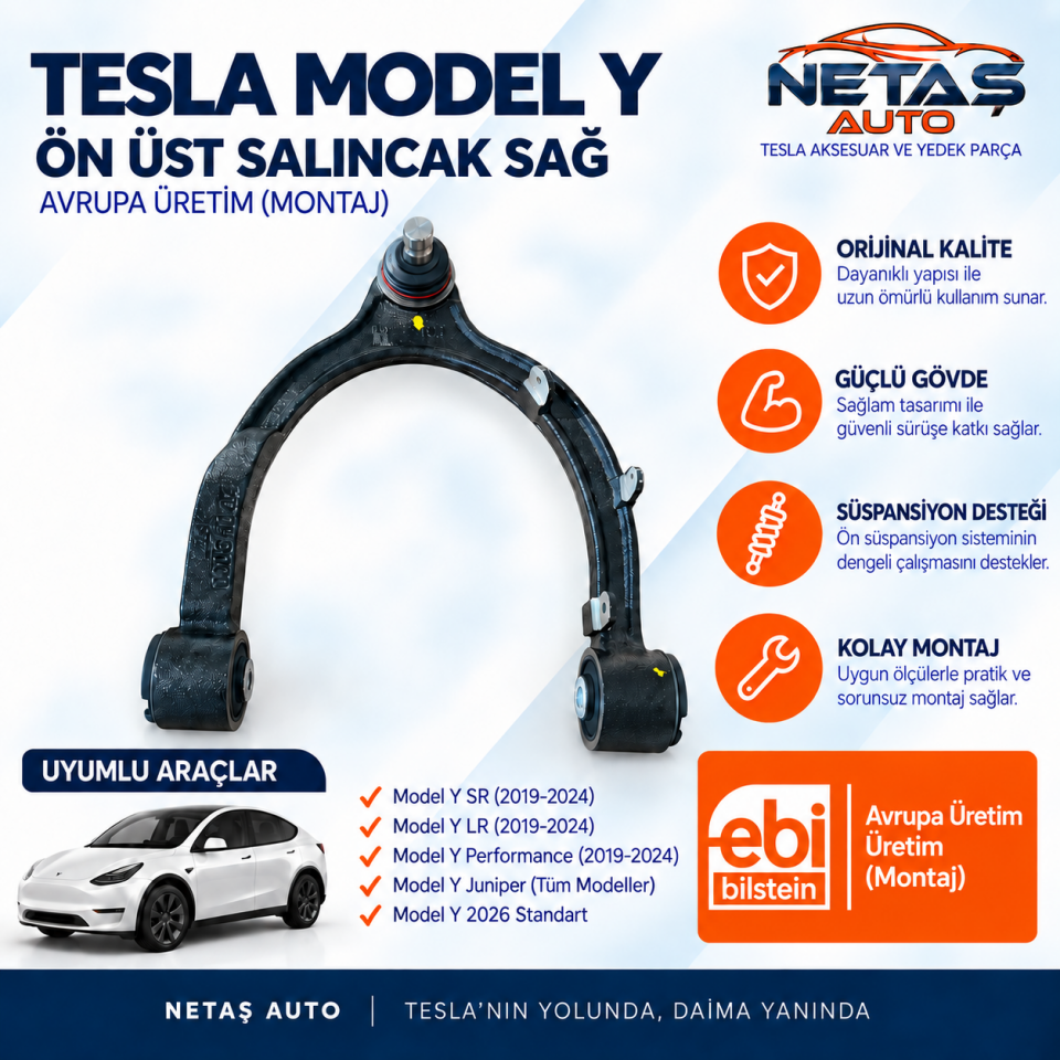 Tesla Model Y Ön Üst Salıncak Sağ Avrupa Üretim