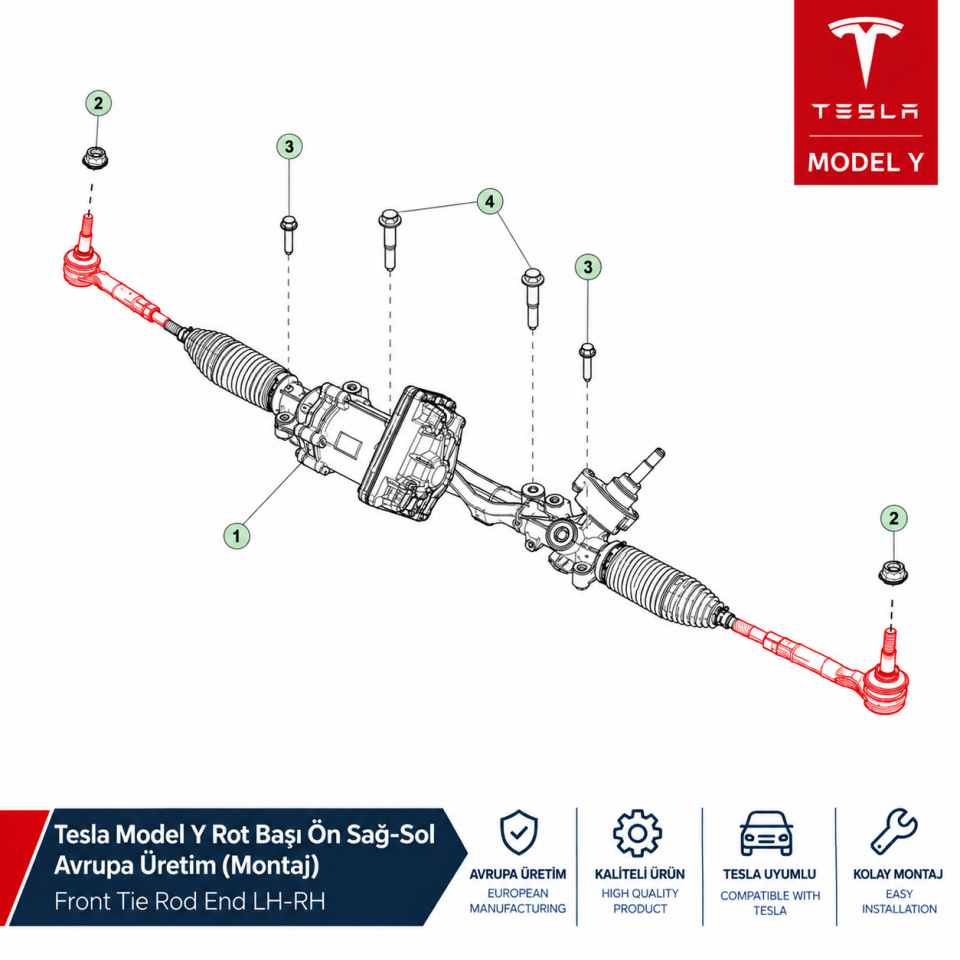 Tesla Model Y Rot Başı Ön Sağ-Sol Avrupa Üretim