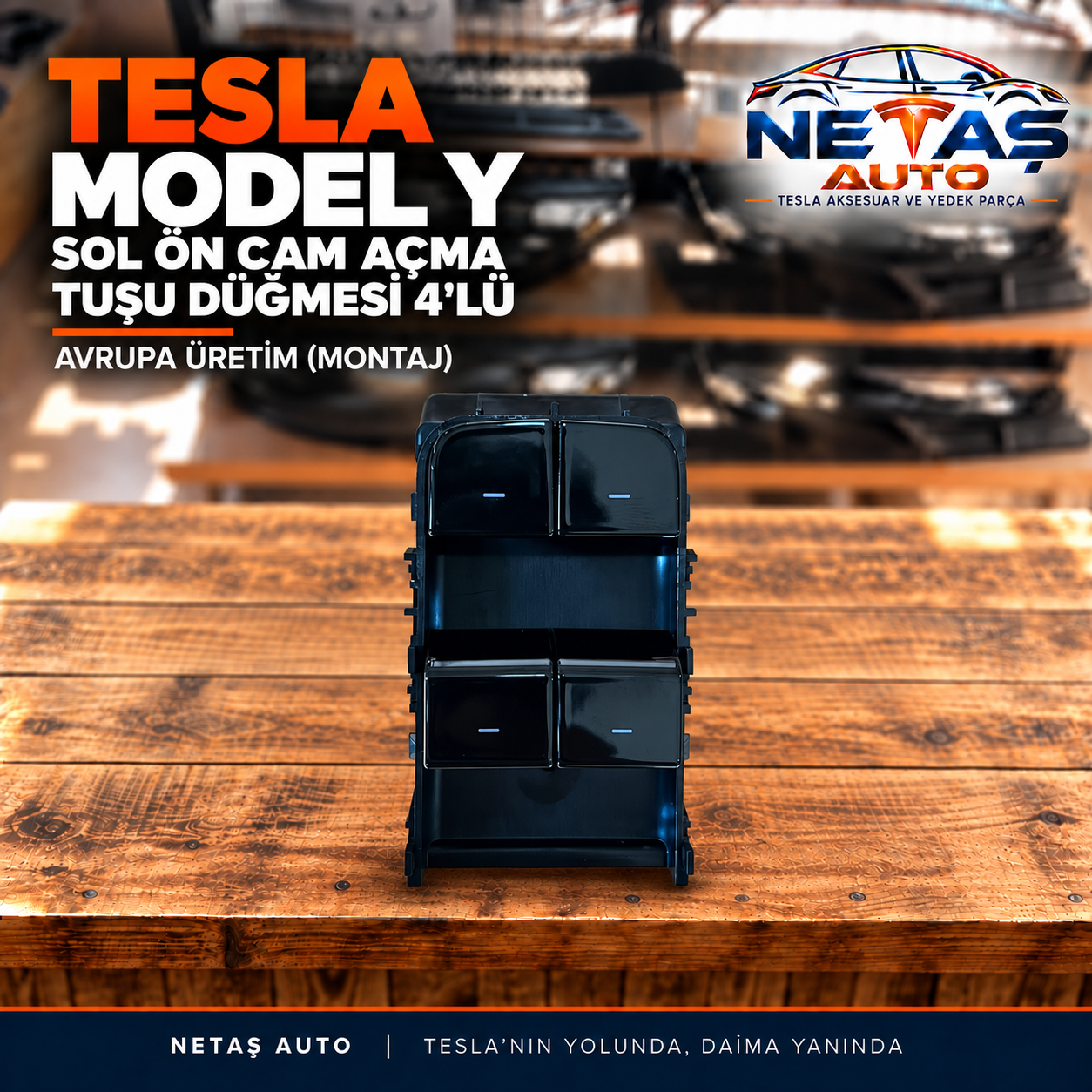 Tesla Model Y Sol Ön Cam Açma Tuşu Düğmesi 4'lü Avrupa Üretim