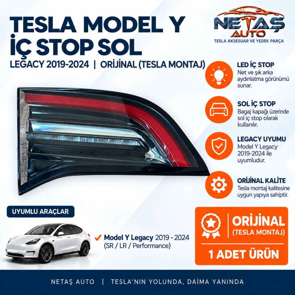 Tesla Model Y Legacy 2019-2024 İç Stop Sol Orjinal (Tesla)