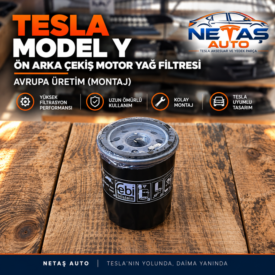 Tesla Model Y Ön Arka Çekiş Motor Yağ Filtresi Avrupa Üretim