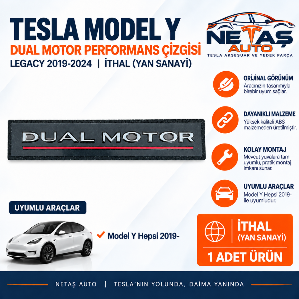 Tesla Model Y Arka Bagaj Dual Motor - Performance Çizgi İthal (Yan Sanayi)