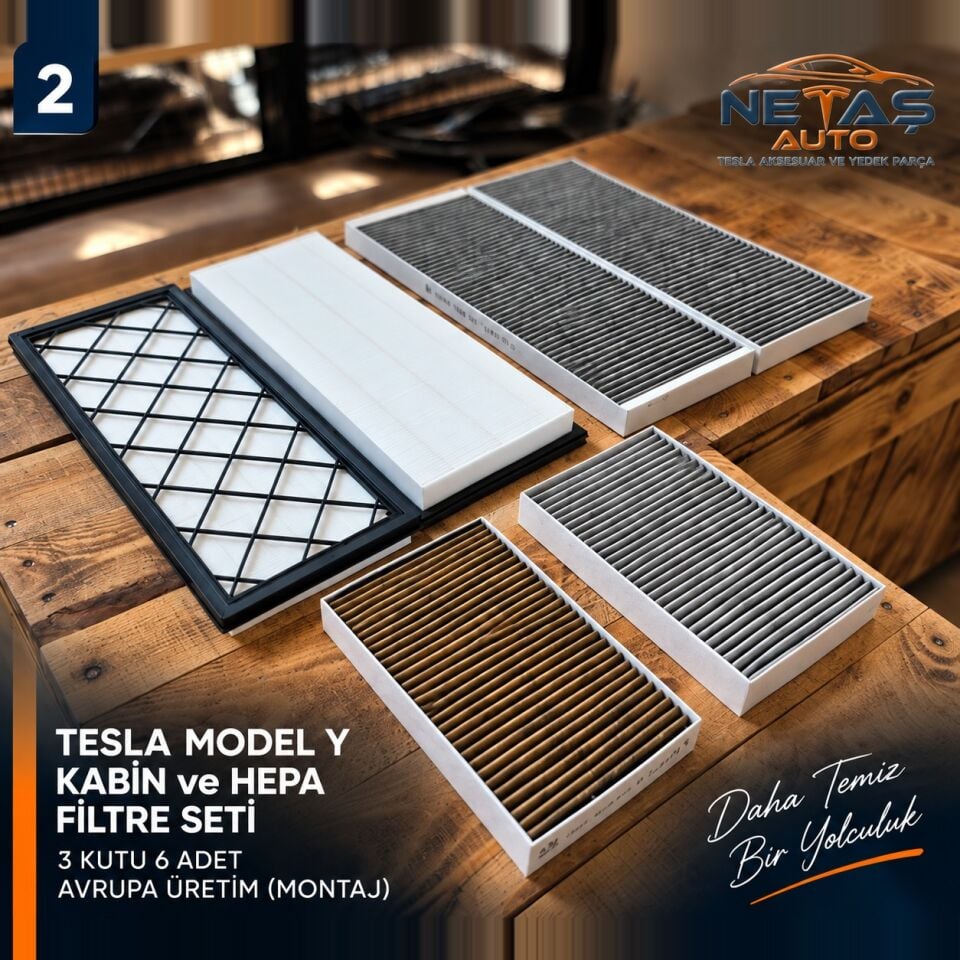 Tesla Model Y HEPA Filtre ve Kabin Filtre Seti 3 Kutu 6 Adet Avrupa Üretim